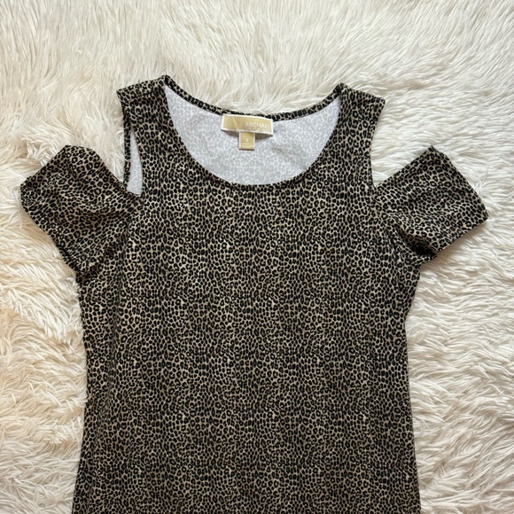 Michael Kors Dress Size Small stretch leopa print cold shoulder - Picture 8 of 8